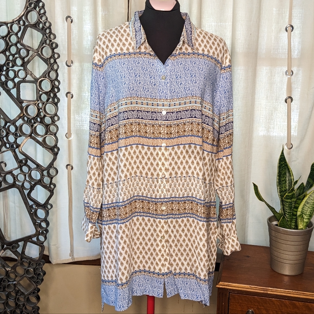 J. Jill paisley mixed pattern shirt dress Large